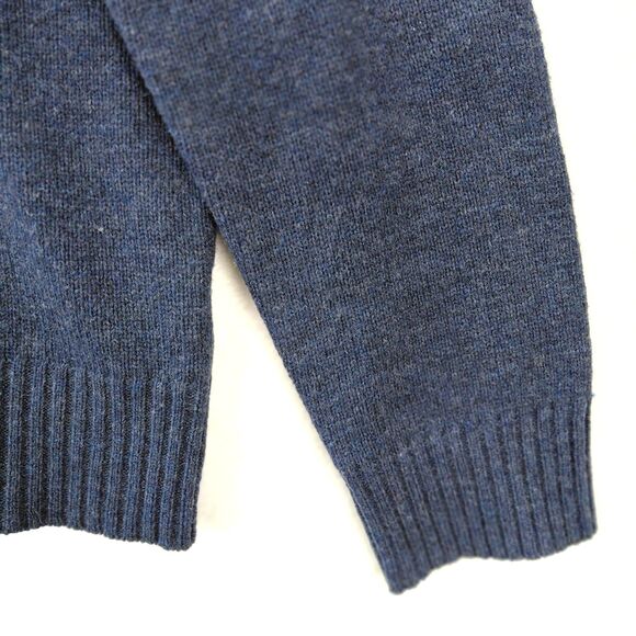 J Crew Sweater Men Large Blue Lambswool 1/4 Zip Knit Mock Neck Slim Fit Academia - Picture 4 of 11